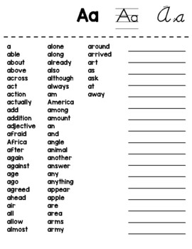 Student Spelling Dictionary Using Fry Words, American | TpT