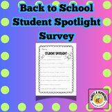 Student Spotlight Printable Survey-Fun Back-to-School Ques
