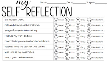 Preview of Student/Staff Self Reflection Sheets