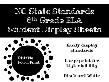 Preview of Student Standards Display Signs - 6th Grade English Language Arts (ELA) NC