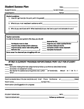 Preview of Student Success Plan MTSS (Remediation, conference and documentation)