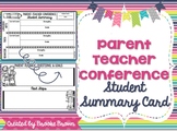 Parent Teacher Conference Progress Report / Student Summary Card