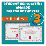 Student Superlative Awards Certificates  End of the Year 3