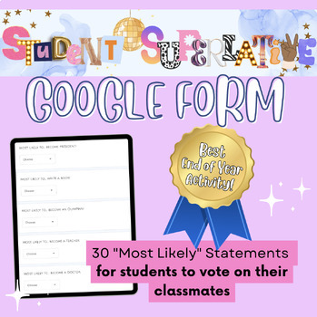 Preview of Student Superlatives Voting | Google Form | End of Year Activity