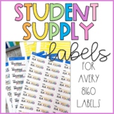 Student Supply Labels Back to School 