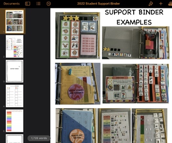 Preview of Student Support Binder Materials