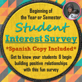 Beginning of the Year Student Interest Survey in English a