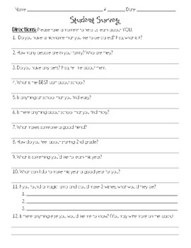 Student Survey by Katherine Axe | TPT