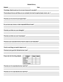 Student Survey by Hammonds' Hangout | Teachers Pay Teachers