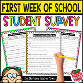Student Survey - First Week of School Activity - Back to School