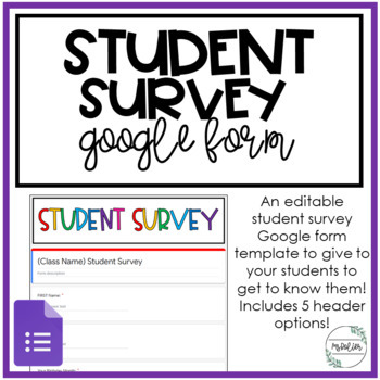 Preview of Student Survey | Google Form Template | Get To Know Your Students!
