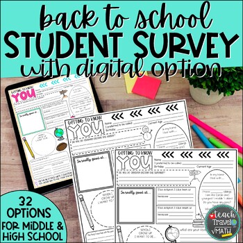 Preview of Student Survey for Back to School