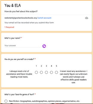 Preview of Student Survey for ELA