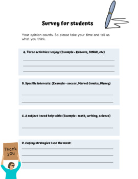 Preview of Student Survey for Lesson Planning