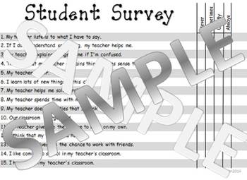 Preview of Student Survey of Classroom Teacher