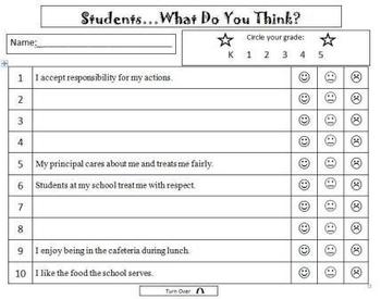 Preview of Student Survey with Smiley Faces