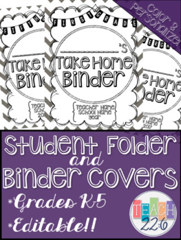 Preview of Student Take Home Folder & Binder Covers - Chevron