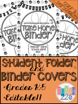 Preview of Student Take Home Folder & Binder Covers - Paw Prints