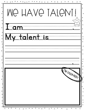 Preview of Student Talent Worksheet!