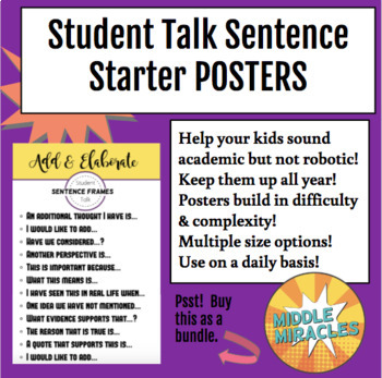 Preview of Student Talk Sentence Starter POSTERS!