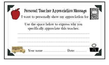 Preview of Student Teacher Appreciation Form
