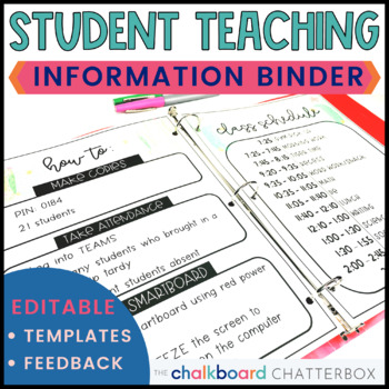 Preview of Student Teacher Binder | Editable for Student Teaching