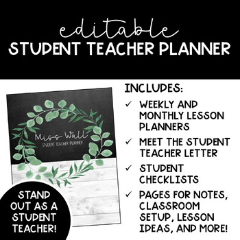 Preview of Editable Student Teacher Planner