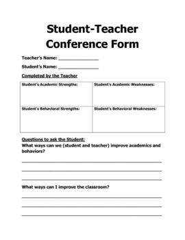 Preview of Student-Teacher Conference Form