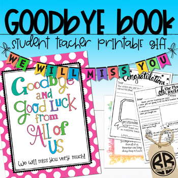 Student Teacher Goodbye Book Thank You Gift Memory Advice Tpt