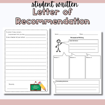 Preview of Student Teacher Letter of Recommendation Template