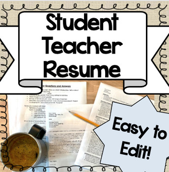 Preview of Student Teacher Resume Template {Start here!}