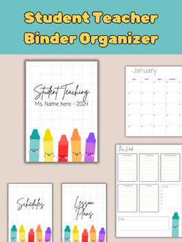 Preview of Student Teaching Binder Cover and Sections (Editable)