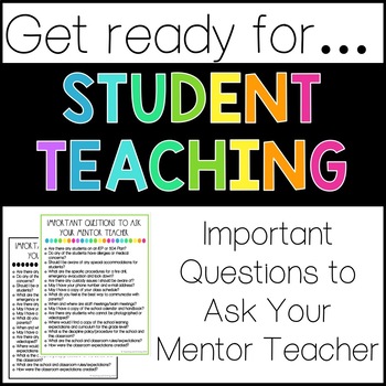 Preview of Student Teaching Questions for Mentor Teacher