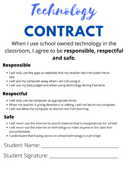 Preview of Student Technology Contracts
