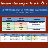 Student Textbook Inventory Sheet (Excel and Google Sheets)