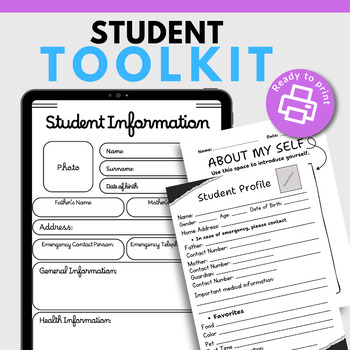 Preview of All About Me Worksheets: Info, Profiles, Reflections, Self-Discovery, Feedback..