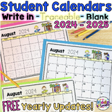 Student Traceable Calendars Blank Calendars 2024-2025