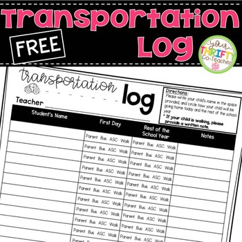 teacher worksheet templates free by Log Thrifty Student Your Teacher   Co TpT Transportation