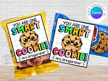 Preview of Student Treat, Begin of the Year School gift label - One SMART COOKIE Valentine