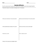 Student Vacation Reflection Worksheet