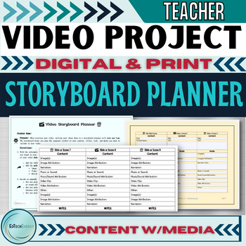 Preview of Student Video Project PBL Content & Media Storyboard Planner Template w/ BONUSES