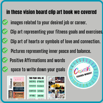 Student Vision Board Clip Art Activity, New Year's Goal Setting,2024,project