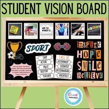Preview of Student Vision Board Clip Art Worksheets, 2024 Goal Setting, new year