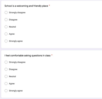Preview of Student Voices Survey - Help Your Students Be Heard & Feel Welcome Google Form
