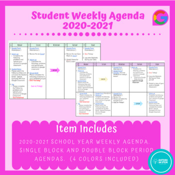 Preview of Student Weekly Agenda 2020-2021 (Google Slides)
