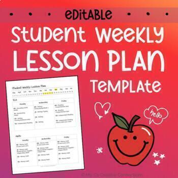 Preview of Student Weekly Lesson Plan Template - Editable Version