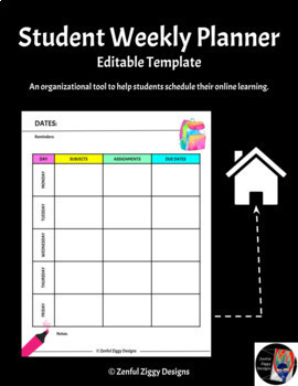 Preview of Student Weekly Planner 2 (Editable)- Online Learning, Google Slides