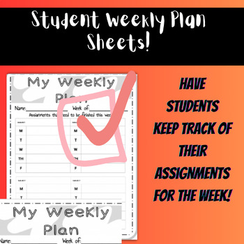 Preview of Student Weekly Planner Sheets