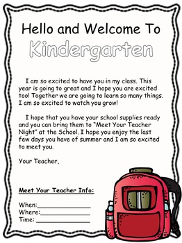 Student Welcome Letter (Back Pack Version) Back to School Letter for ...