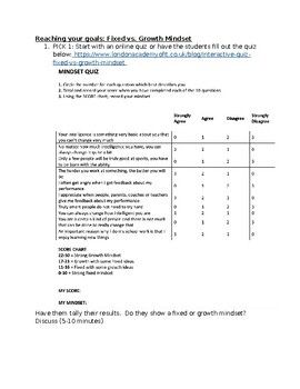 Preview of Student Well-Being Growth vs. Fixed Mindset